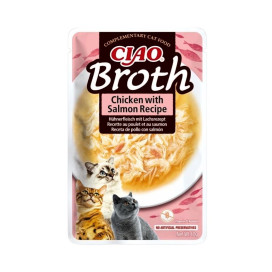 Churu Ciao Broth Caldo con Pollo y Salmón para Gatos Comida húmeda para gatos Patitas&co